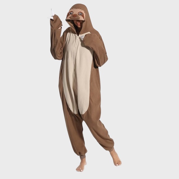 Adult Unisex Sloth Jumpsuit Cosplay Costume Animal Homewear Sleepwear Size L - Picture 11 of 17
